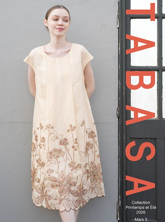 【TABASA】リネンxラメ糸フラワー刺繍ワンピース🌸✨