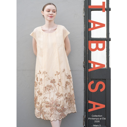 【TABASA】リネンｘラメ糸フラワー刺繍ワンピース🌸✨